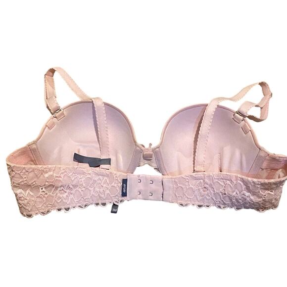 Aerie Mia Bra 36B Push Up Pink Satin Lace Adjustable Removable Straps Strapless - Picture 2 of 8